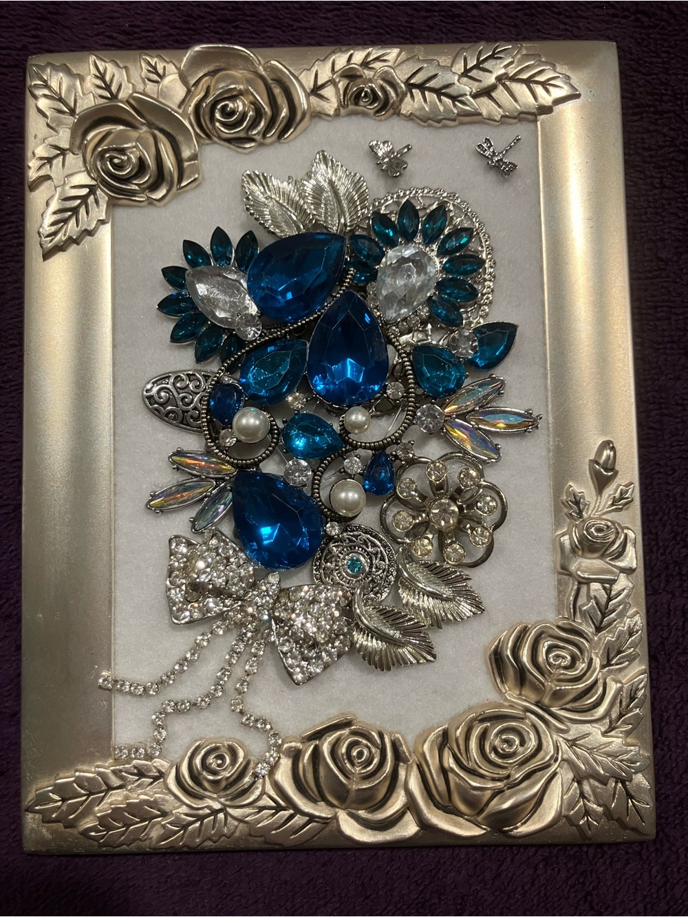 Blue Gem Floral Wall Decor Frame
